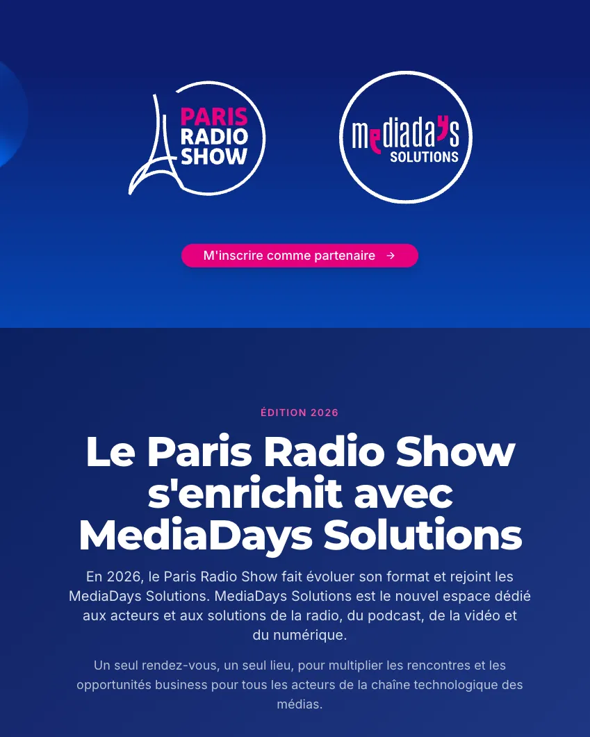 Le Paris Radio Show s'enrichit avec MediaDays Solutions