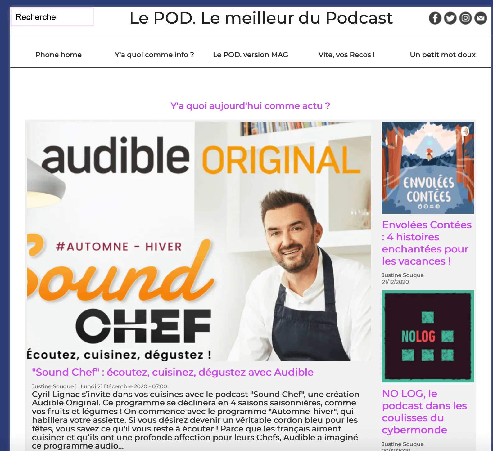 Page d'accueil du site LePOD.fr