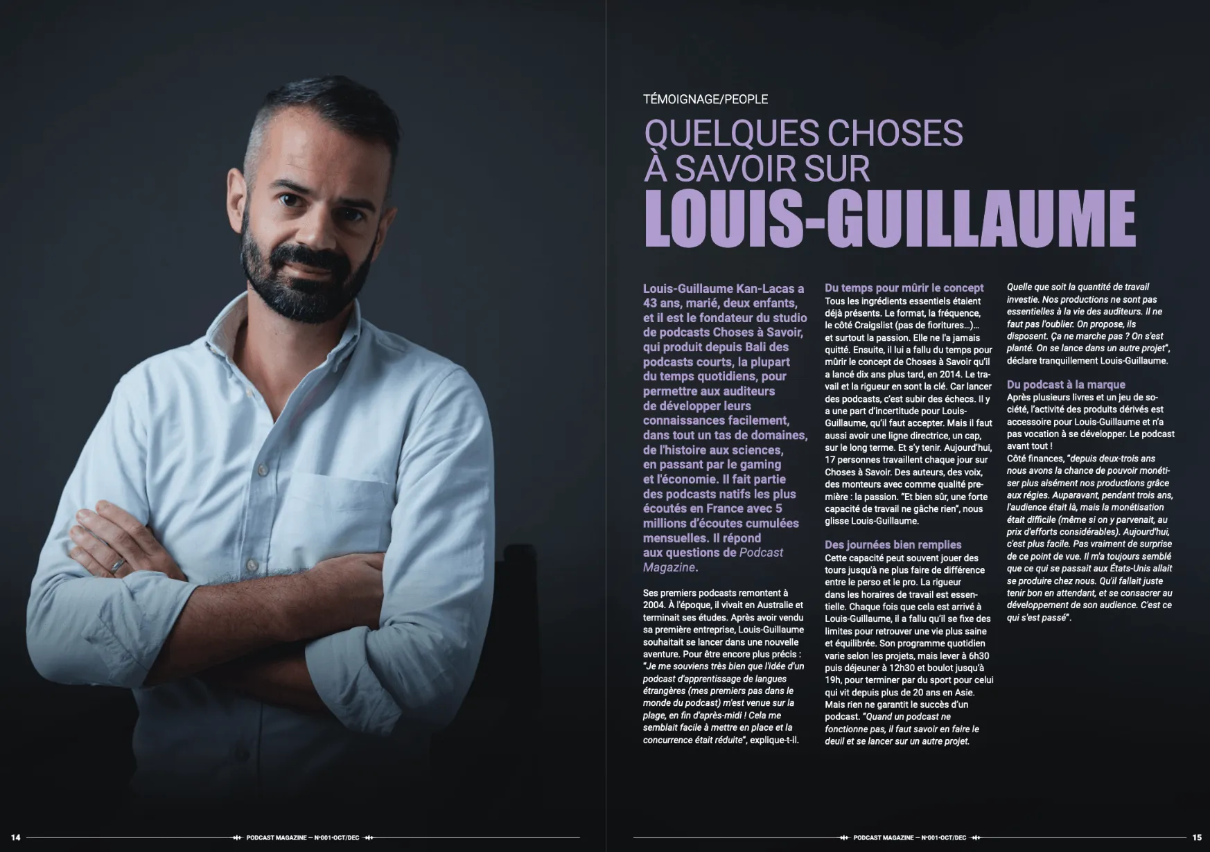 Exemple de page rédactionnelle de Podcast Magazine