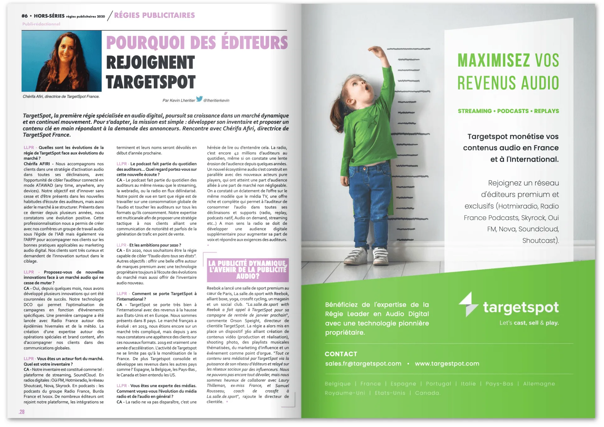 Exemple de publicité dans le dossier Régies pub