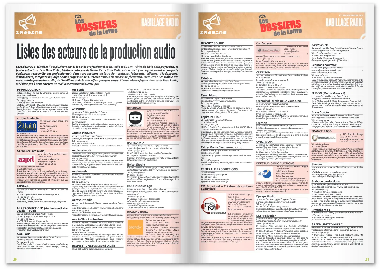 Exemple de publicité dans un dossier de La Lettre